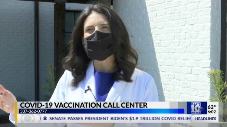 Dr. Britni Hebert speaks to the media about the Acadiana COVID-19 Vaccine Scheduling Hotline